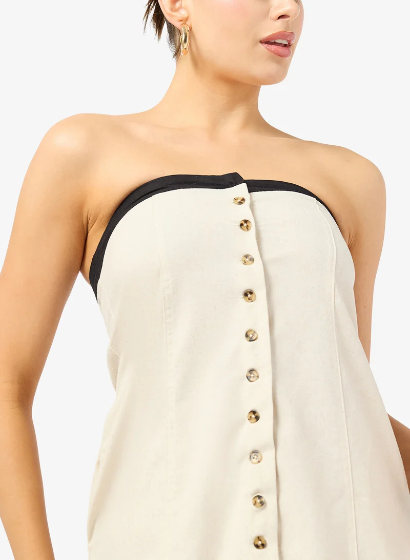 Ginger  Bandeau Linen Blend A Line Dress for Women | Best Price UAE